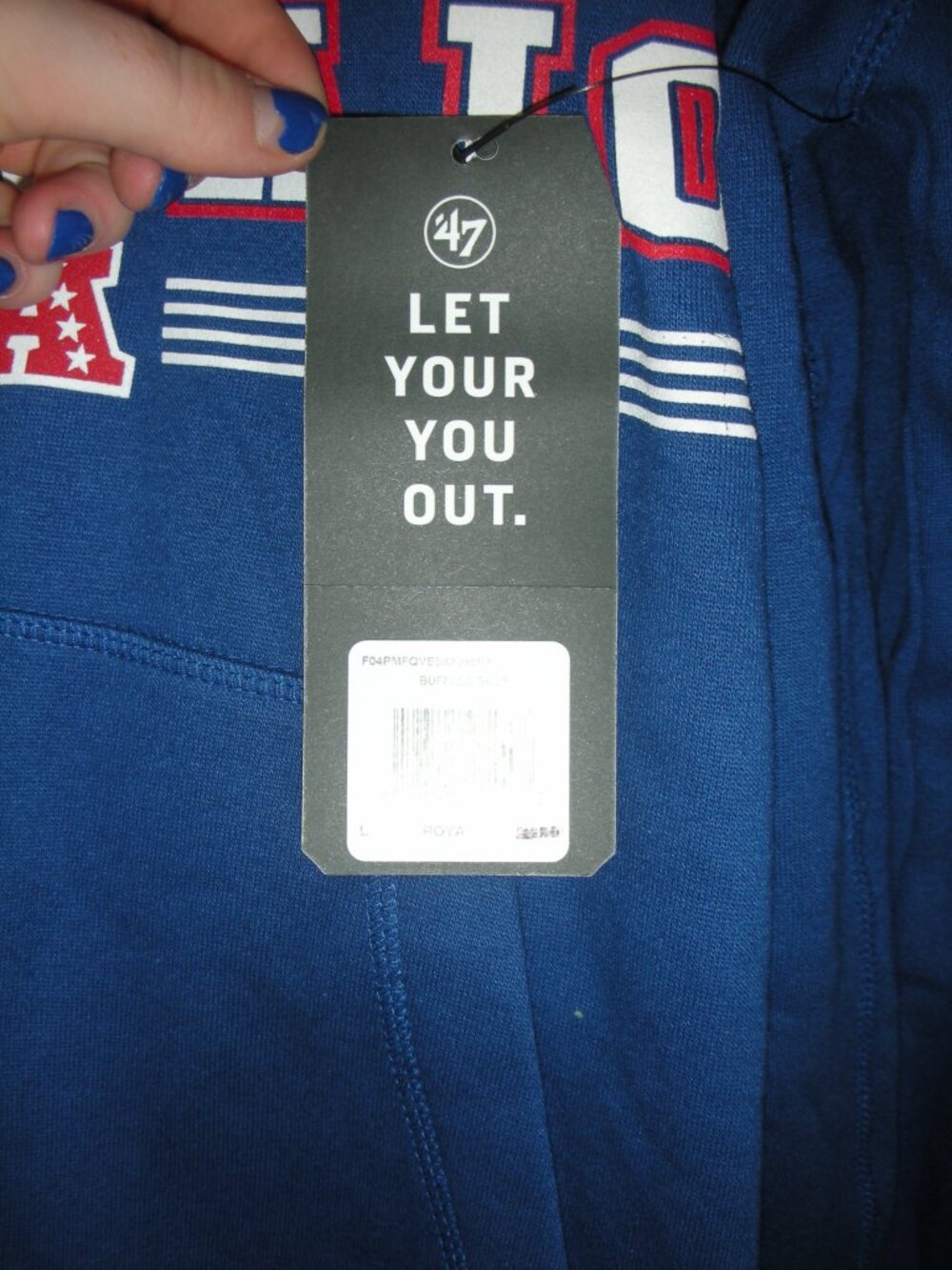 '47 Buffalo Bills Hoodie NWT Large NFL Football Blue Pullover Sweatshirt Fan - Picture 3 of 9